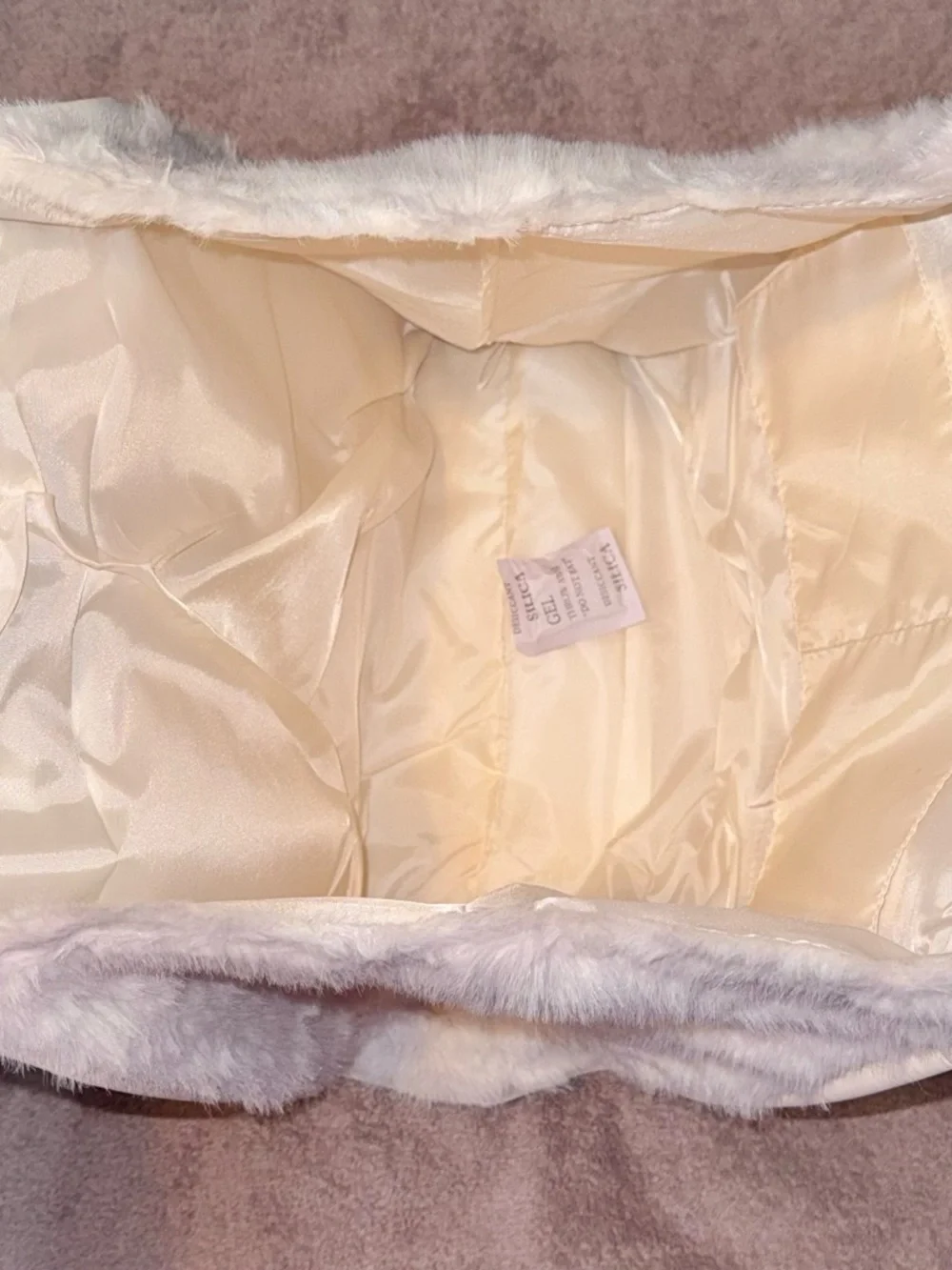 Victoria's Secret Cream Faux Fur Tote with Gold VS Charm - Picture 2 of 2